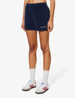 Tennis Club Brand-embroidered Cotton Shorts -Reisi Clothing Shop R04205044 NAVY ALT02