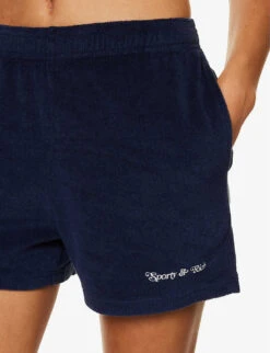 Tennis Club Brand-embroidered Cotton Shorts -Reisi Clothing Shop R04205044 NAVY ALT04