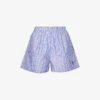 SRC-embroidered Striped High-rise Cotton-poplin Shorts -Reisi Clothing Shop R04205046 WHITE M