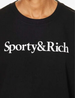 Brand-print Sleeveless Regular-fit Cotton T-shirt -Reisi Clothing Shop R04205097 BLACKWHITE ALT04