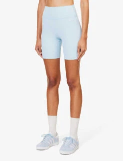 Logo-patch High-rise Stretch-woven Biker Shorts -Reisi Clothing Shop R04205108 BABYBLUEWHITE ALT02