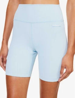 Logo-patch High-rise Stretch-woven Biker Shorts -Reisi Clothing Shop R04205108 BABYBLUEWHITE ALT04