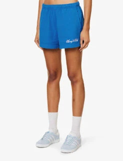 Disco Brand-print Cotton-jersey Shorts -Reisi Clothing Shop R04205123 ROYALBLUEWHITE ALT02