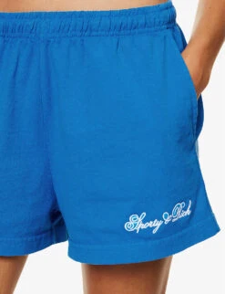 Disco Brand-print Cotton-jersey Shorts -Reisi Clothing Shop R04205123 ROYALBLUEWHITE ALT04