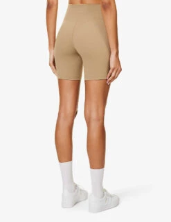 Runner Logo-print High-rise Stretch-woven Shorts -Reisi Clothing Shop R04205133 ESPRESSOWHITE ALT03