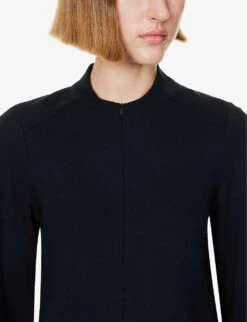 ME AND EM Balloon-sleeve Relaxed-fit Stretch-woven Blend Blouse -Reisi Clothing Shop R04205636 NAVY ALT04