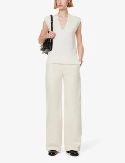 ME AND EM V-neck Relaxed-fit Wool-blend Vest -Reisi Clothing Shop R04205688 CREAM ALT01