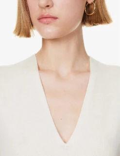 ME AND EM V-neck Relaxed-fit Wool-blend Vest -Reisi Clothing Shop R04205688 CREAM ALT05