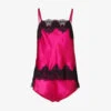 Lace-panel Relaxed-fit Silk Cami Pyjama Set -Reisi Clothing Shop R04207759 PINKRUBYBLACK M