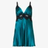 Lace-embellished Flared-hem Silk Nightdress -Reisi Clothing Shop R04207760 EMERALDBLACK M