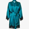 Floral Lace-trimmed Stretch-woven Robe -Reisi Clothing Shop R04207761 EMERALDBLACK M